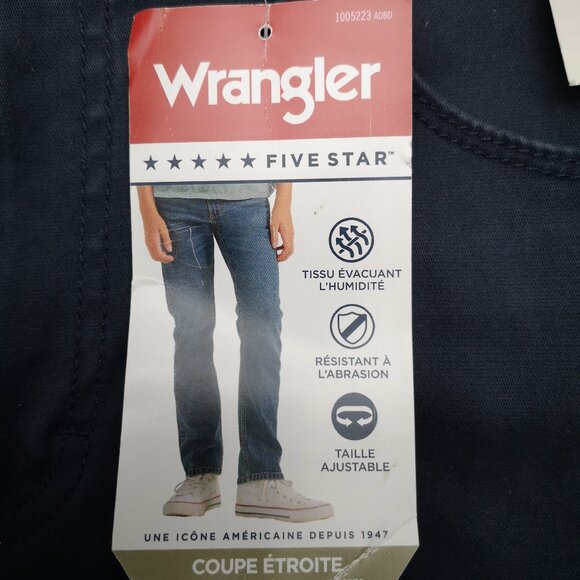 NWT Wrangler Slim Fit Navy Boy's Size 14R Moisture Wicking Khakis Pants - Picture 5 of 12